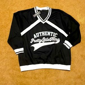 PrettyLittleThing Monochrome Embroidered Slogan Sweatshirt